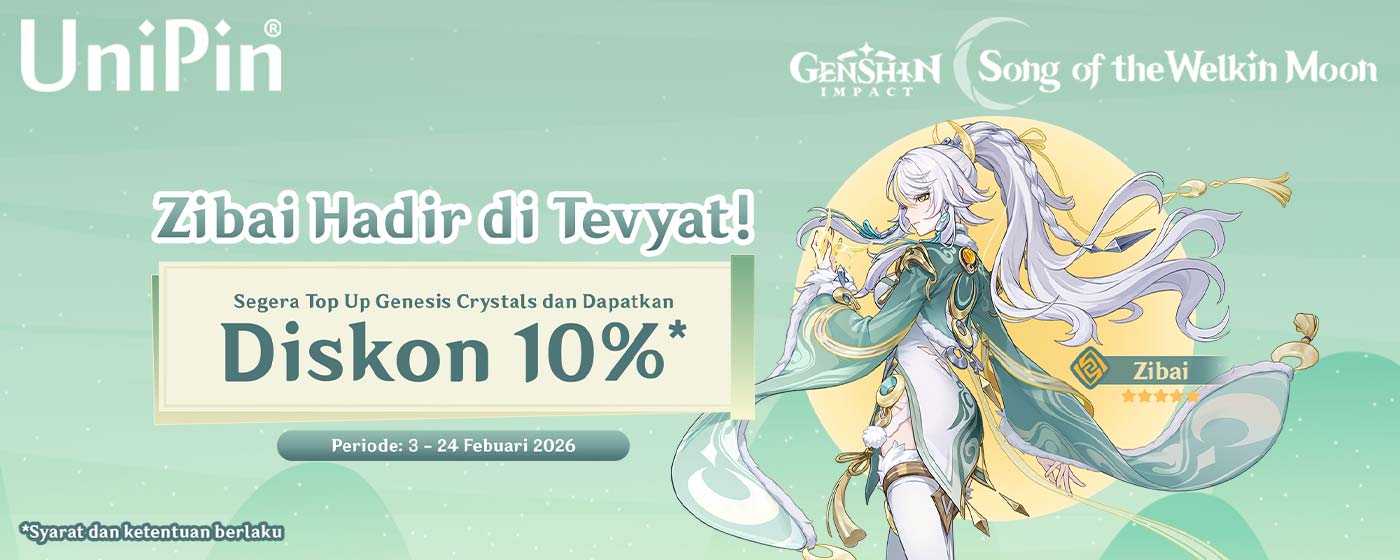 Zibai Hadir di Genshin Impact Candra IV! Top Up Genesis Crystals dan Dapatkan Diskon 10%